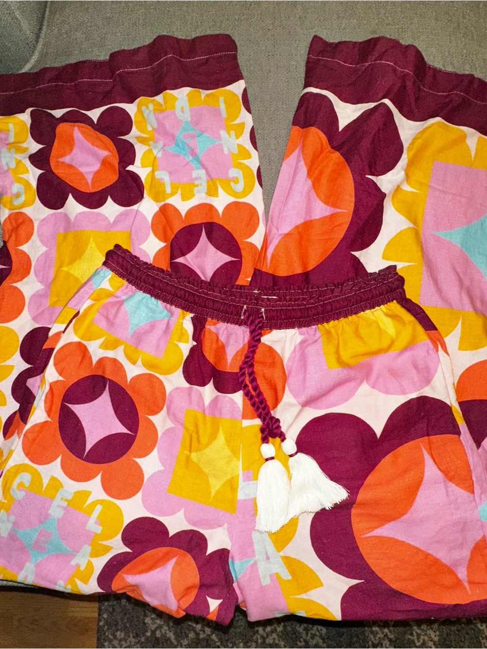 Anthropologie Celandine Holly Clarke Wide Leg Pink Combo Pants Size XXS NEW